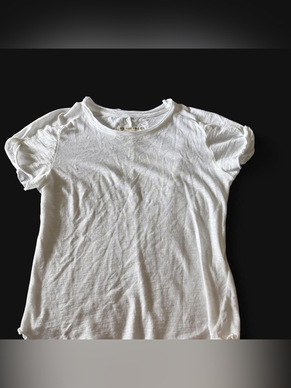 Free People white baby tee with ruffle hem